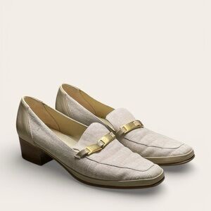 Vintage Rangoni Firenze Cream Canvas Loafers